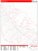 Redwood City Digital Map Red Line Style